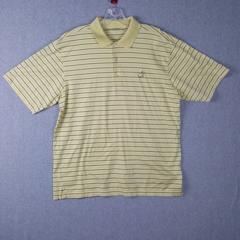 Augusta National Golf Shop Men's Yellow Striped Polo Shirt Size Large